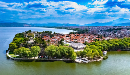 Aerial view of the city of Ioannina, Epirus, Greece