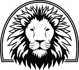 Fototapeta premium Fierce Lion Head Silhouette Big Cat Icon Vector