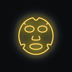 Glowing neon sign showing a cosmetic sheet mask, perfect for beauty businesses and wellness centers
