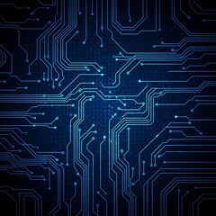 Abstract Technology Circuit Board Design with Glowing Connections.