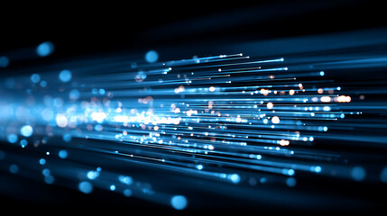 Abstract Blue Light Streaks in Motion