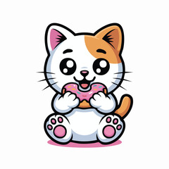 Kawaii Chibi Cat with Donut