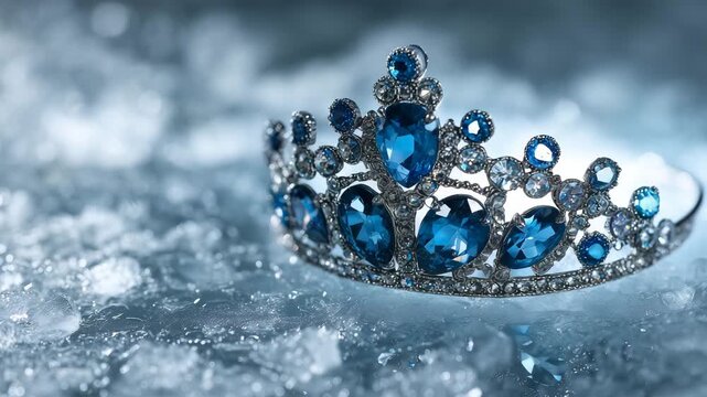 氷上に輝く、蒼い宝石のような銀の王冠