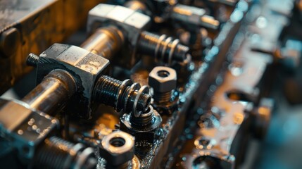 Engine components closeup