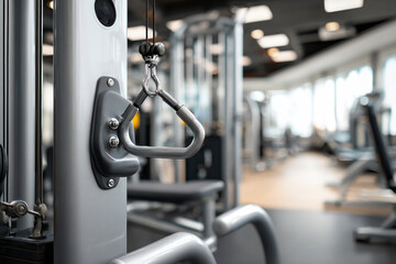 Detailed close-up of lat pulldown machine in a clean and mode