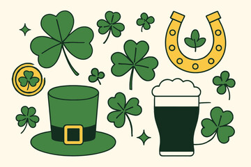 St Patricks Day Celebration Illustration With Shamrock Clover Green Festive Irish Cultural Design