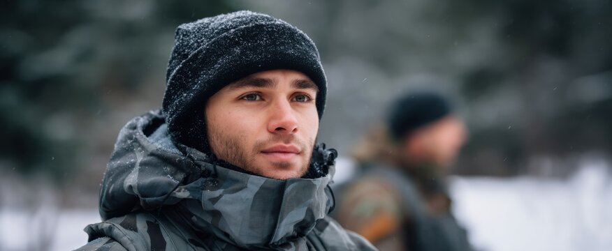 Soldiers endure harsh cold mastering survival skills in winter gear outdoors. - Powered by Adobe