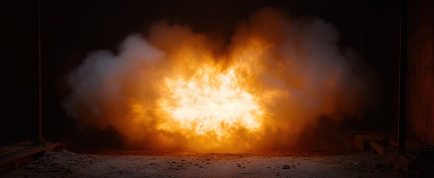 Tactical flashbang explosion producing an intense blinding and disorienting flash during operation