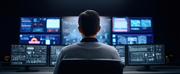 The cybersecurity operations room continuously oversees various threat detection systems.