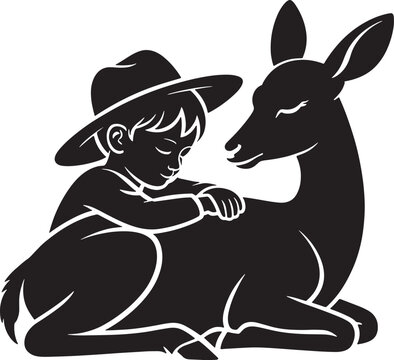 Cute dree with boy sleping  baby vector illustration cartoon animal