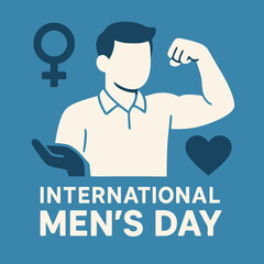 Square International Mens Day Icon Showing Strength Character Wellness Respect And Support Minimal Clean Design