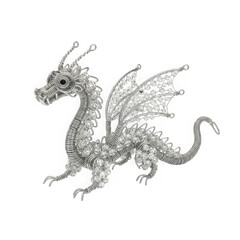 Intricate wire art dragon sculpture mythical creature unique metal craft artwork