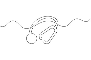 Stethoscope single line art minimalist healthcare isolate outline vector illustration