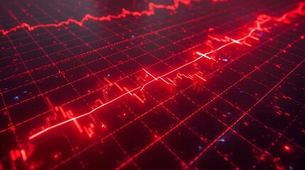 Red glowing financial stock market chart