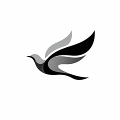 Obraz premium Black, White, and Gray Stylized Flying Bird Logo