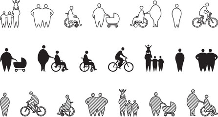 Minimalist Architectural Entourage Vector Set: Scale Figures for Plans and Sections