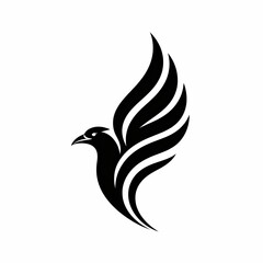 Fototapeta premium Bold Black and White Eagle or Phoenix Logo Design