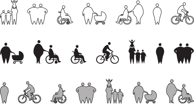 Minimalist Architectural Entourage Vector Set: Scale Figures for Plans and Sections