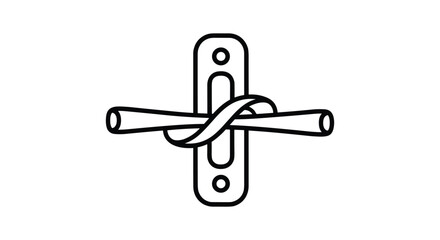 Simple line drawing of a door bolt with a twisted bar