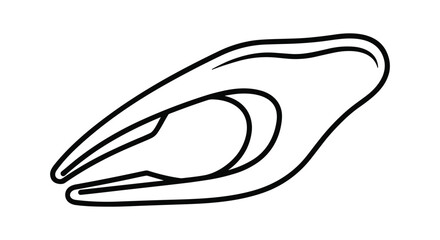 Simple line drawing of a clamshell