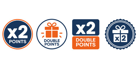 Set of Double Points Badges for Rewards and Promotions
