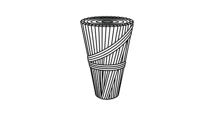 Black and white illustration of a wicker basket