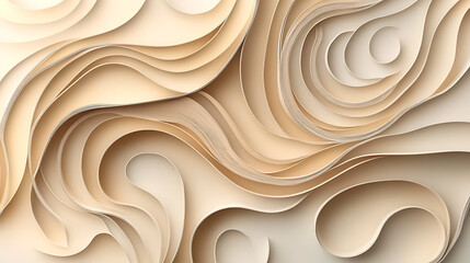 Soft paper layers cloud dancer 2026 flowing paper sculpture with beige layered curves creating abstract topography and gentle motion evoking calm artistic movement