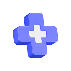 Obraz premium 3d rendering icon cross health blue button
