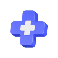 cross health 3d rendering icon blue button