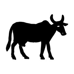 a silhouette of a bovine animal, specifically a cow