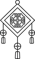 Fototapeta premium lunar new year protection amulet outline vector illustration on transparent background