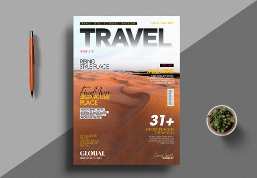 Modern Travel Magazine Cover Template