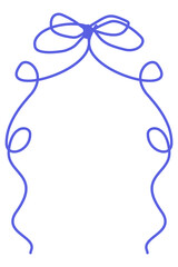 Wedding ribbon frame, doodle watercolor bow border set, vector hand drawn holiday invitation design. Coquettish girly wavy line print, birthday greeting minimalist cute decor. Elegant ribbon frame