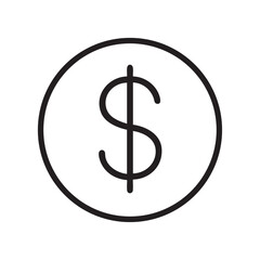 Obraz premium A simple black and white line drawing depicts a dollar sign enclosed within a circular frame signifying currency