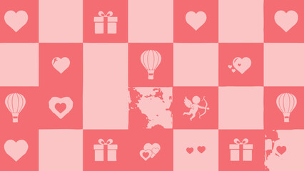 Cute seamless vector pattern with pink hearts and flowers for a baby birthday card or celebration wallpaper design featuring love themed scrapbook art