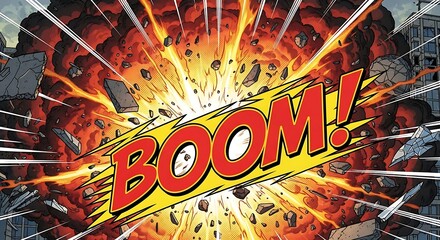 Comic Book Explosion - A Dynamic Display of Action and Impact.