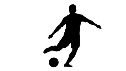 Shadow Striker: An artistic depiction of a soccer player, silhouetted against a simple backdrop, executes a powerful kick, symbolizing action, focus, and athleticism.