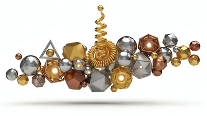 Festive golden silver Christmas ornament spheres holiday decoration