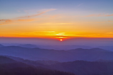 Smoky Mountains and Blue Ridge Mountains of North Carolina and Tennessee Appalachians. 