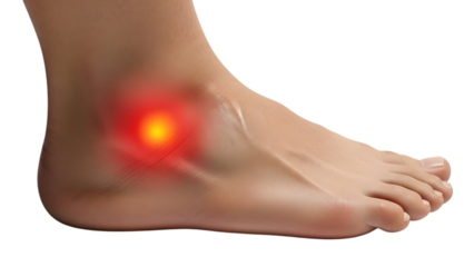 Ankle pain isolated on transparent background