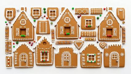 Colorful gingerbread house pattern seamless Christmas decoration