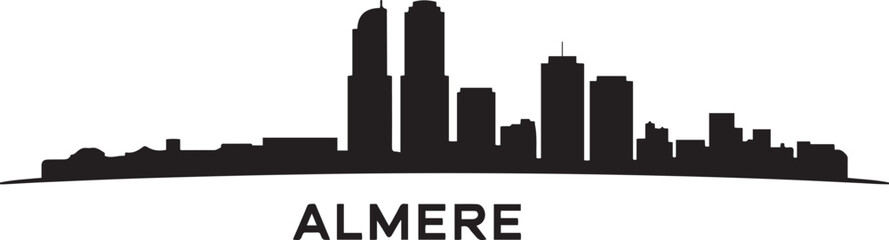 Obraz premium Almere Skyline with Netherlands Cityscape, and Urban Panorama. design Vector black silhouette
