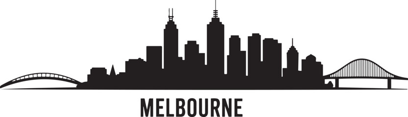 Fototapeta premium Melbourne skyline. design Vector black silhouette