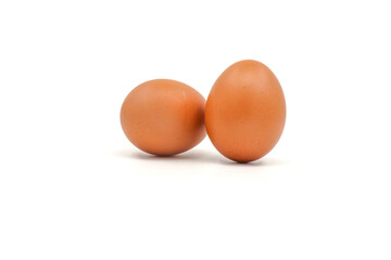 Eggs on a white background are a good source of protein. which helps build and repair worn out parts of the body.
