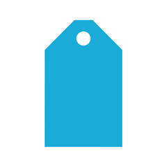 Blue label or tag on white background