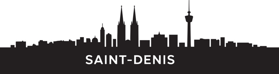 Naklejka premium Bukit Merah Skyline Minimalist. design VecSaintDenis Skyline Cityscape Silhouette City Minimalist. design Vector black silhouettetor black silhouette