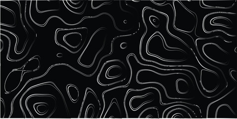 Abstract black and white topographic contour map with glowing white lines and subtle gray shading, creating a dramatic and modern background for design