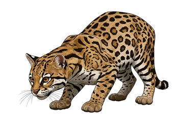 Obraz premium Asian Leopard Cat Illustration on White Background.