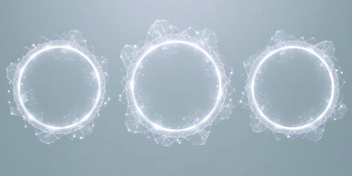 Abstract glowing circles with plexus effect on a light blue background representing technology - Powered by Adobe