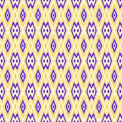 Colorful Yellow and Blue Geometric Seamless Ikat Pattern Background